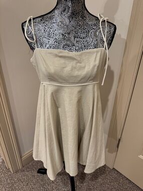 MAJORELLE Cream Tie-Strap A-Line Mini Dress